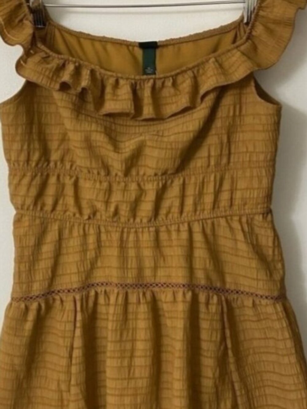 Wild Fable Boho yellow gold tiered ruffle mini dress XXL - Picture 3 of 4
